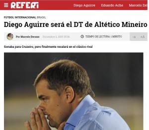 Imprensa uruguaia bancou o acerto entre Aguirre e Atlético-MG (Reprodução/Internet)