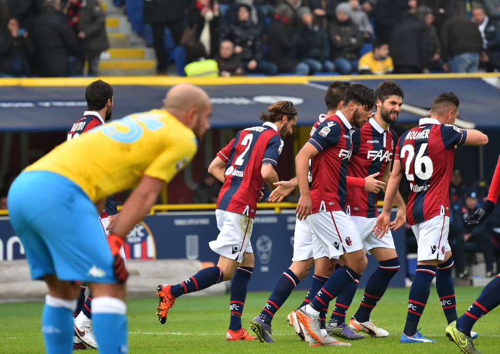 Bologna venceu e frustrou as expectativas do Napoli de manter a liderança (foto: Vincenzo Pinto/AFP)