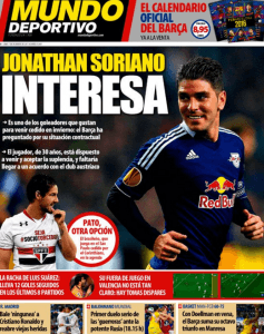 Especulado no Barça, Pato estampou capa de jornal catalão nesta segunda (Foto:Reprodução)