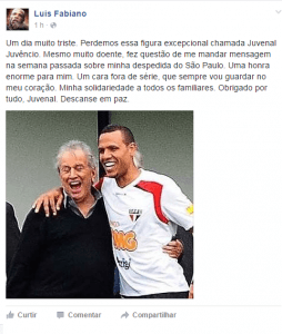 Atacante homenageou ex-presidente depois de ser lembrado em despedida (Foto:Reprodução/Facebook)