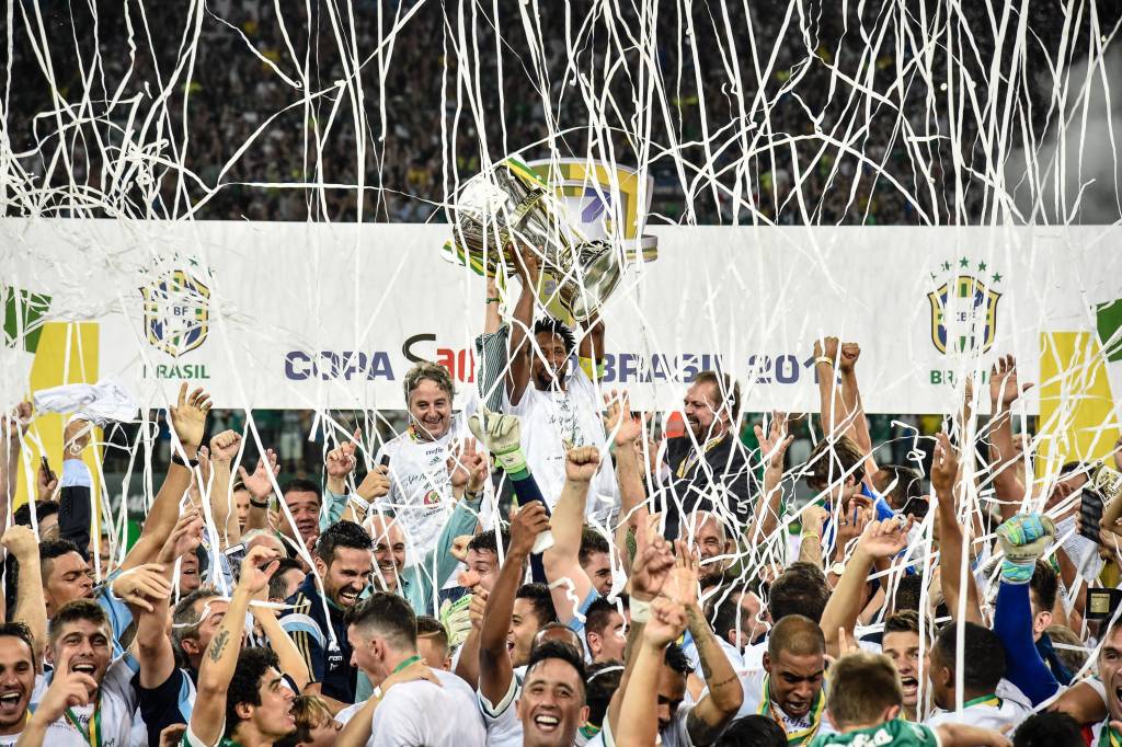 Zé Roberto ergueu a taça da Copa do Brasil, em fim de ano emocionante (Foto: Fernando Dantas/Gazeta Press)