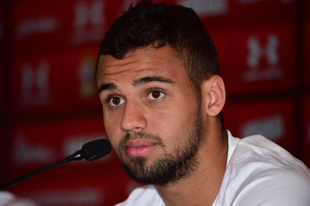 Lucão, jogador do São Paulo FC durante entrevista coletiva após treino no CCT da Barra Funda, na Zona Oeste da capital paulista.