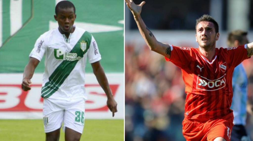 Equatoriano Juan Cazares (esq.) e argentino Federico Mancuello estão na mira do Galo (fotos: Sites oficiais de Banfield e Independiente)