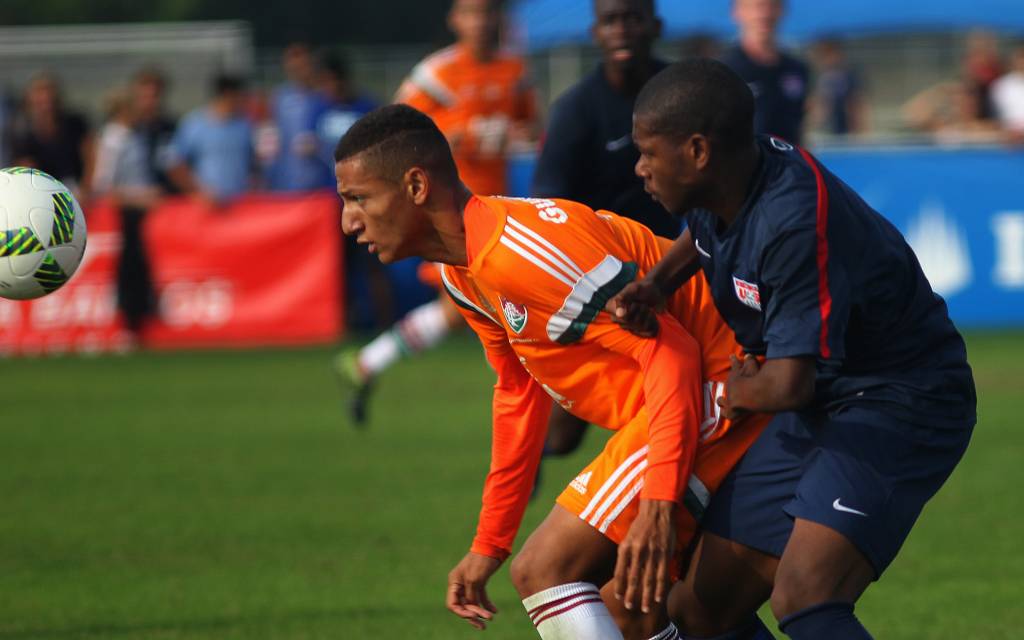 Recém-contratado, o atacante Richarlison foi destaque no jogo-treino do Fluminense (Foto: FFC)