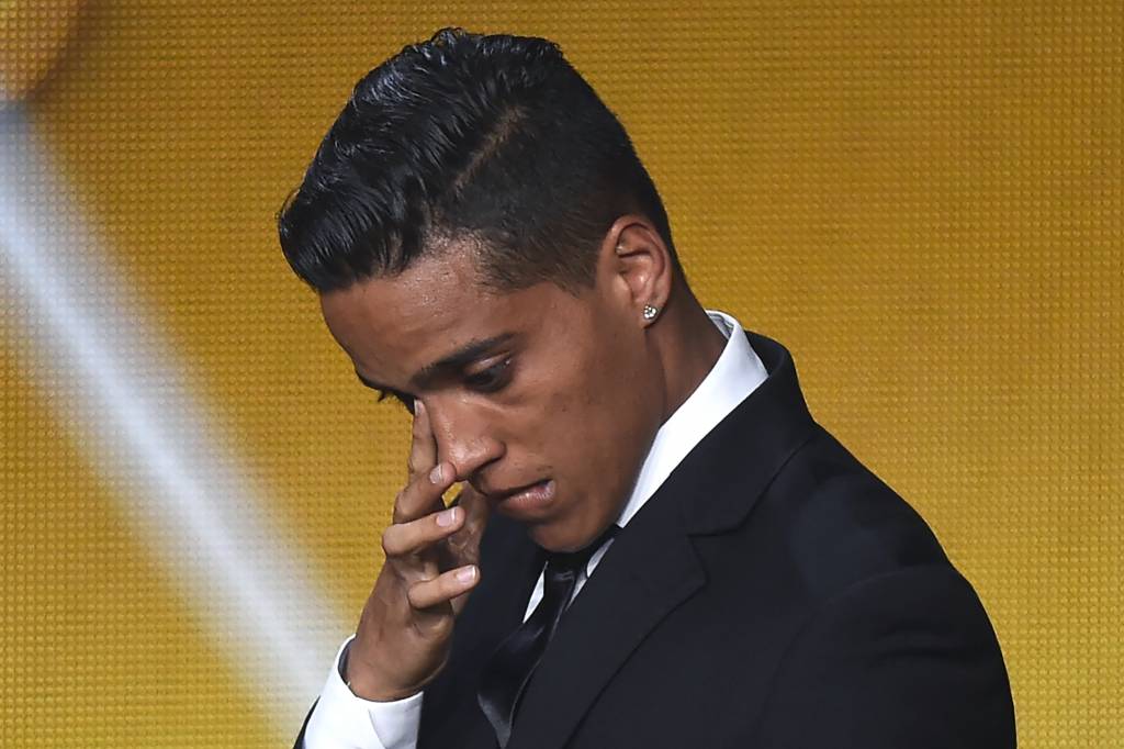 Wendell Lira se emocionou com a conquista do Prêmio Puskas (foto: Olivier Morin/AFP)