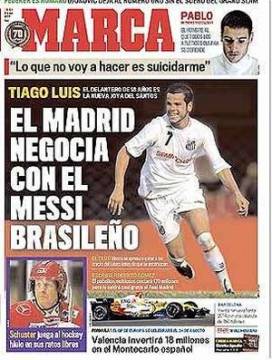 Tíago Luís chegou a ser apontado como "novo Messi" no começo da carreira (Reprodução)