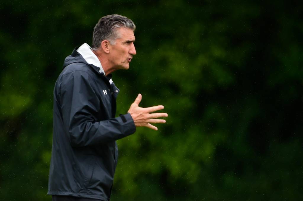 Patón ensaiou jogadas de bola parada a portas fechadas (foto: Fernando Dantas/Gazeta Press)