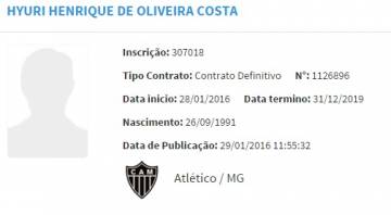 Atacante Hyuri foi regularizado e pode ser utilizado por Aguirre no domingo (Reprodução)