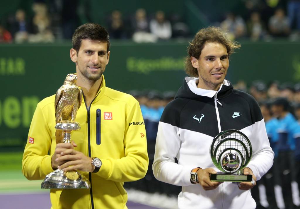 Djokovic e Nadal se enfrentaram em 2015 na final do ATP 250 de Doha, onde o sérvio acabou campeão (Foto: AFP)
