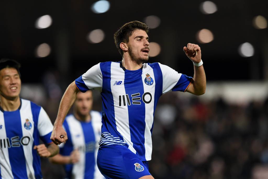 Porto's midfielder Ruben Neves celebrates a goal during the Portuguese Cup semi-final football match Gil Vicente FC vs FC Porto at the Barcelos City stadium in Barcelos on February 3, 2016. AFP PHOTO/ FRANCISCO LEONG / AFP / FRANCISCO LEONG