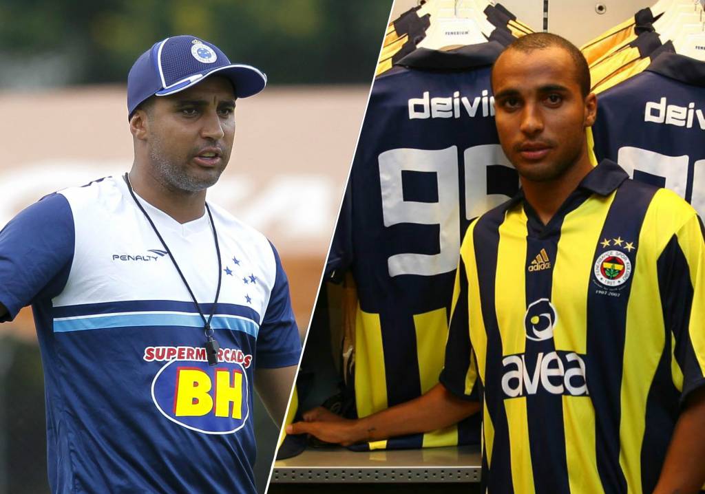 Hoje técnico do Cruzeiro, Deivid já atuou pelo futebol europeu por Bordeaux e Fernerbahçe(dir.) (fotos: Washington Alves/Light Press e Fenerbahçe/Site oficial)