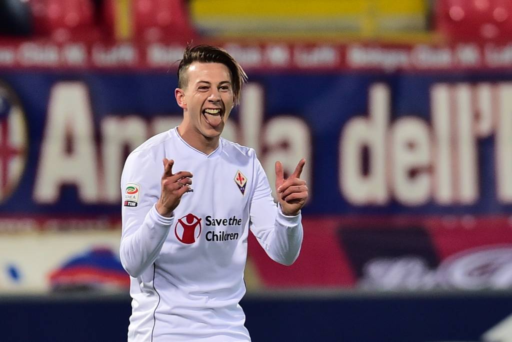 Federico Bernardeschi comemora gol da Fiorentina no empate contra o Bologna (Foto: Giuseppe Cacace/AFP)