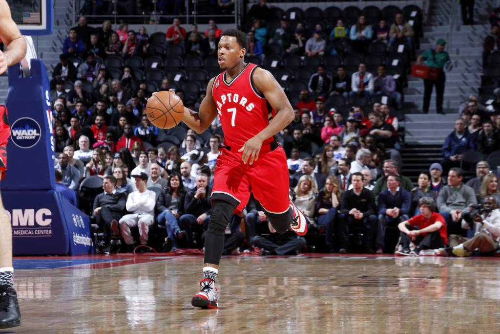 Kyle Lowry foi o cestinha da partida com 25  pontos (Foto: B. Sevald/Einstein/NBAE via Getty Images/AFP)