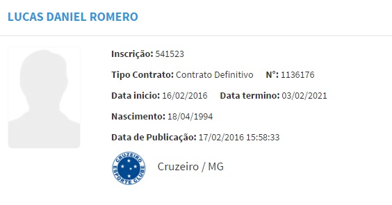 Nome de Lucas Romero apareceu no BID nesta quarta-feira (Reprodução)