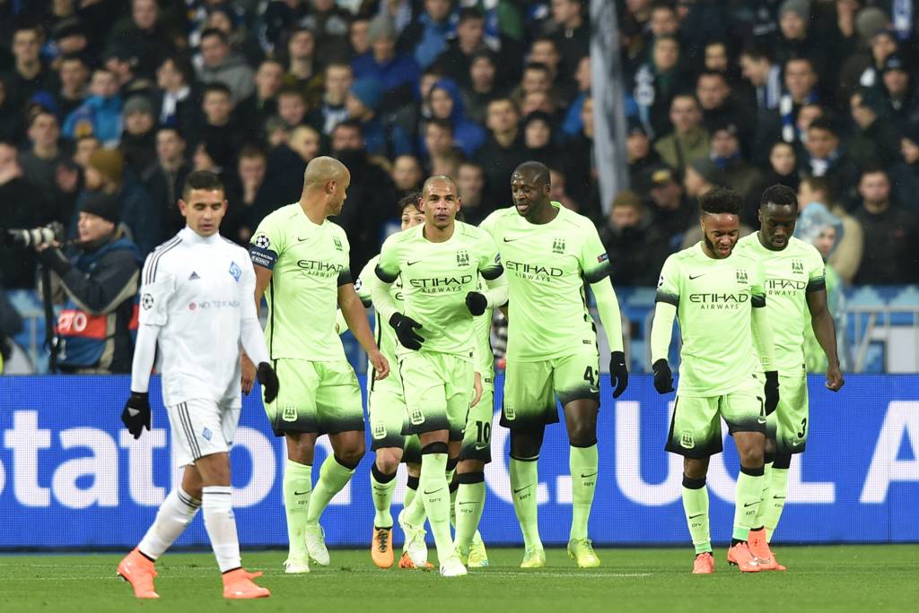 O Manchester City venceu o Dínamo de Kiev por 3 a 1, na Ucrânia (Foto: Sergei Supinsky/AFP)