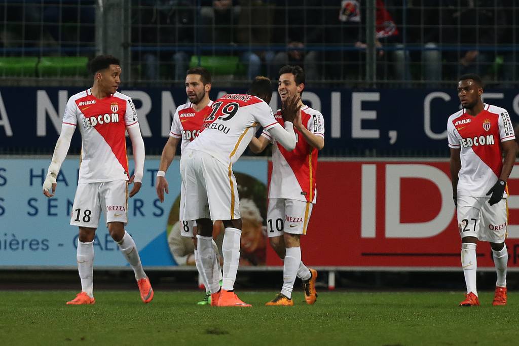 O Mônaco visitou o Caen e esteva à frente da equipe mandante por duas vezes, mas não conseguiu segurar a vitória (Charlly Triballeau/ AFP)