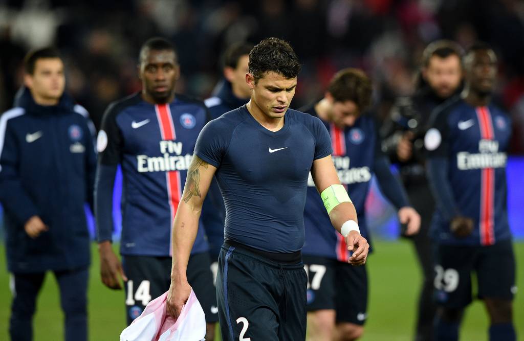 Thiago Silva após a derrota contra o Monaco (Foto: Franck Fife/ AFP)