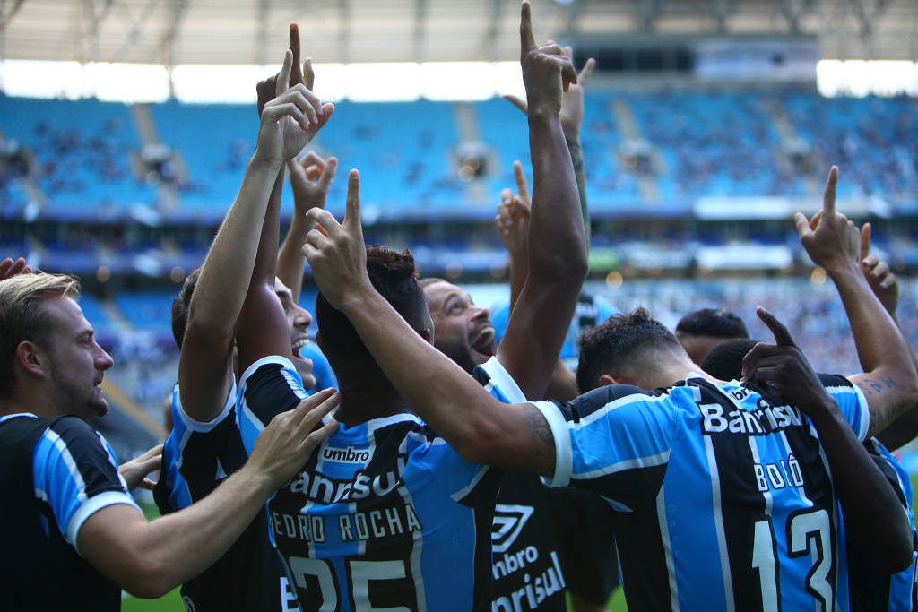 Vitória sobre o Lajeadense foi bastante festejada pelo Tricolor gaúcho (foto: Lucas Uebel/Grêmio)