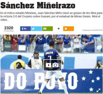 "Sánchez Miñeirazo": golaço do camisa 7 repercutiu na Argentina (Reprodução/Olé)