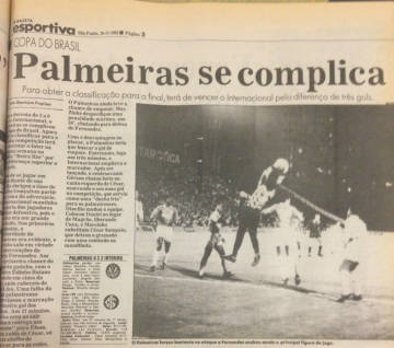 Cuca deu adeus ao Palestra como jogador do Palmeiras com derrota (foto: reprodução/A Gazeta Esportiva)