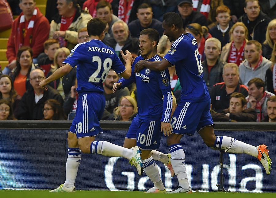 Hazard marcou um belo gol e foi um dos melhores em campo (foto: Paul Ellis/AFP)