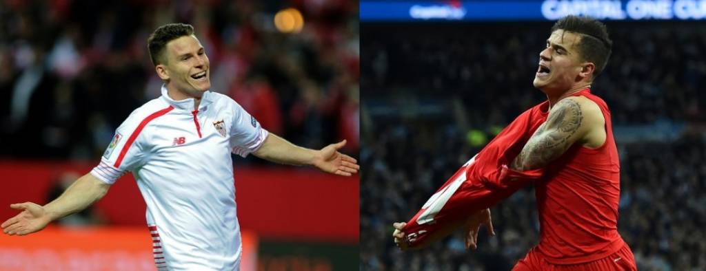 Craques dos Reds e dos Nervionenses duelam pela competição continental (Fotos: AFP) 