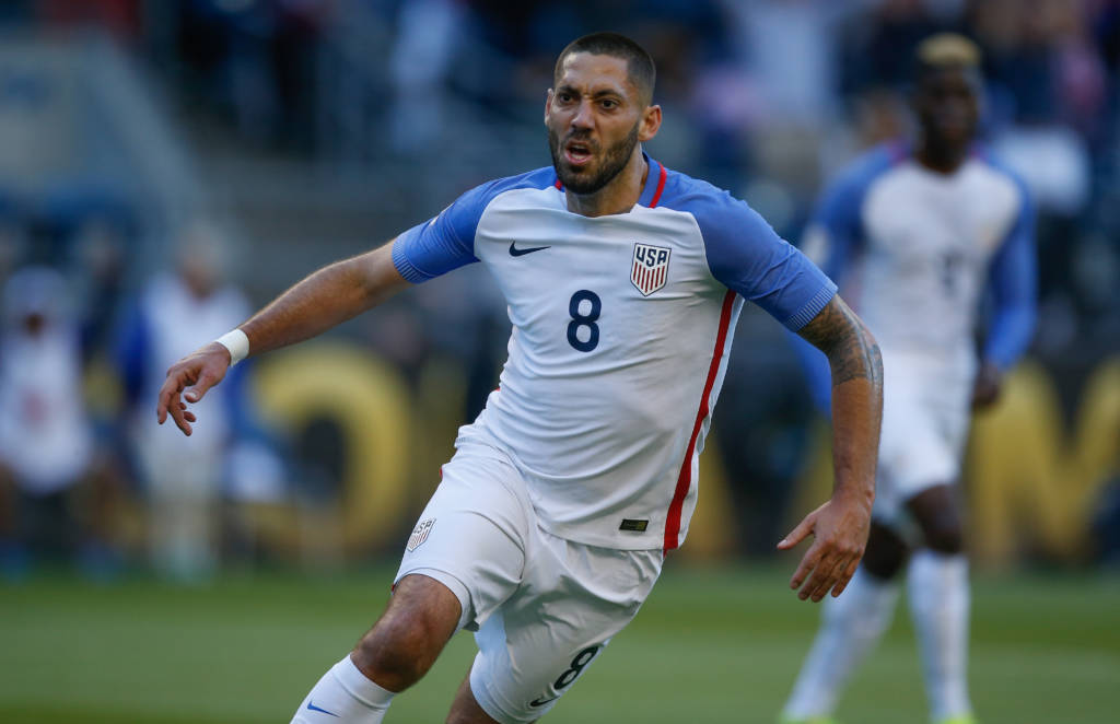 SEATTLE, WA - JUNE 16: Clint Dempsey #8 of the United States reacts after scoring a goal against Ecuador during the 2016 Quarterfinal - Copa America Centenario match at CenturyLink Field on June 16, 2016 in Seattle, Washington. Otto Greule Jr/Getty Images/AFP