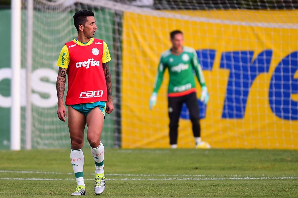 Lucas Barrios não atua desde a primeira rodada do Palmeiras no Brasileirão (Foto:Sergio Barzaghi/Gazeta Press)