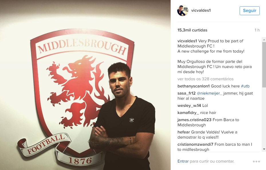 Em seu perfil pessoa, Valdés anunciou seu novo time (Foto: Reprodução Instagram)