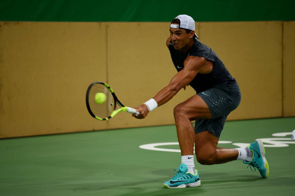 Nadal fez seu primeiro treino no Rio de Janeiro (Foto: Roberto Schmidt/AFP)