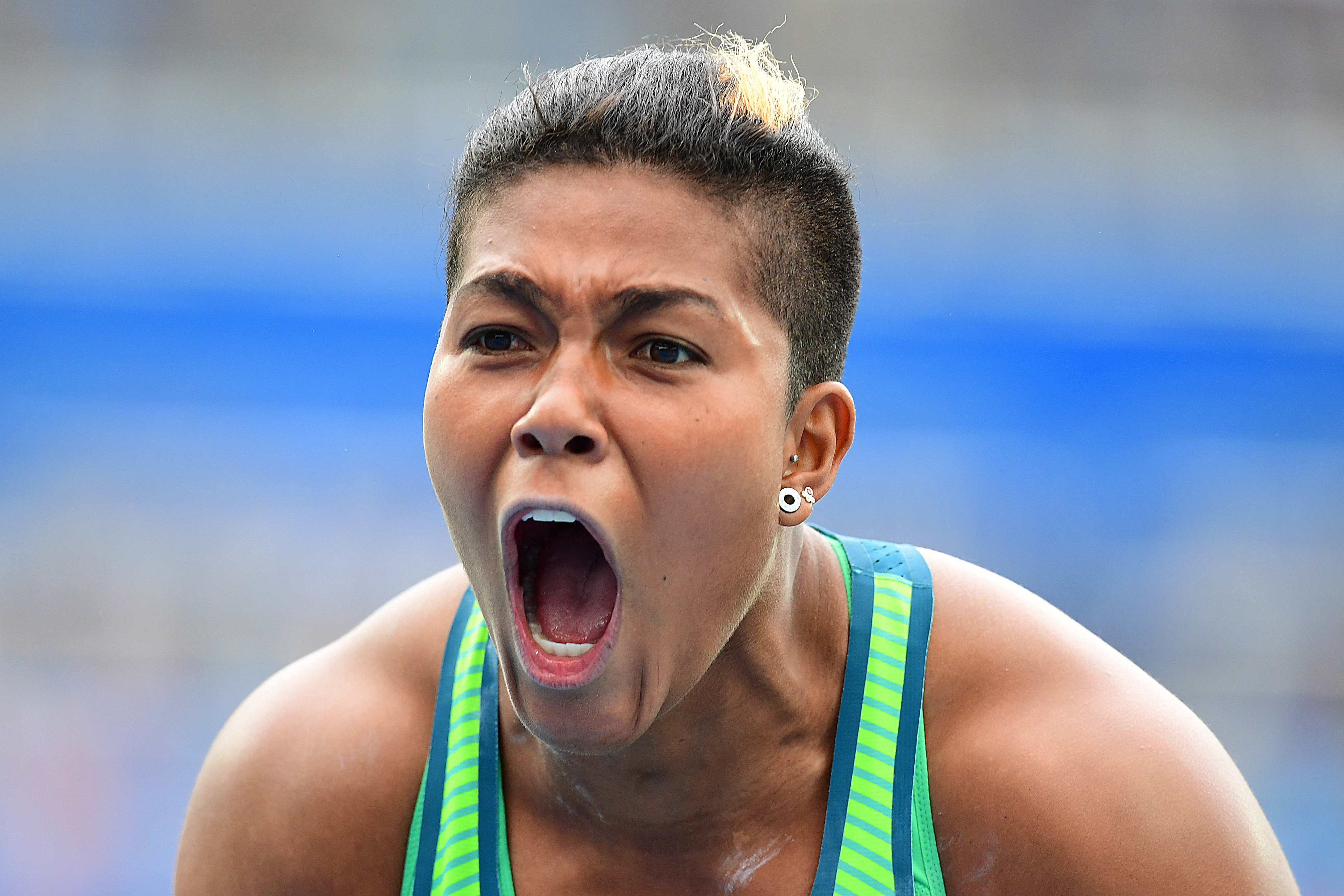 Geisa Arcanjo foi para a final do arremesso de peso nesta sexta-feira ao marcar 18.27m (Foto: FRANCK FIFE/AFP)