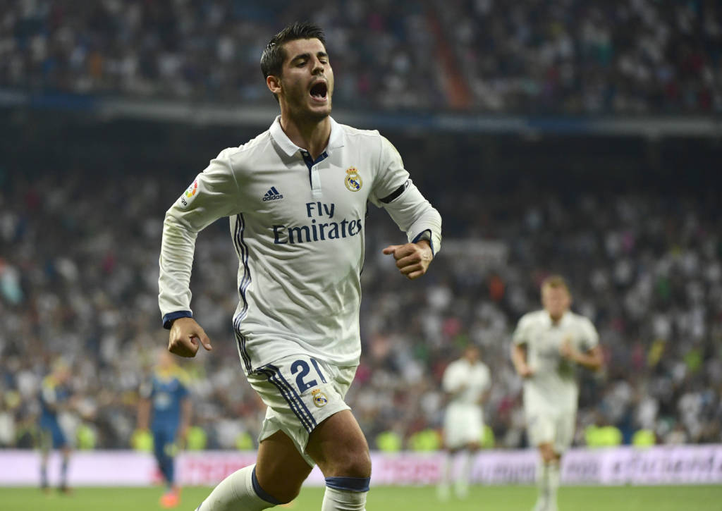 Morata marcou o primeiro gol do jogo neste sábado na dura vitória do Real Madrid sobre o Celta de Vigo (PIERRE-PHILIPPE MARCOU/AFP)