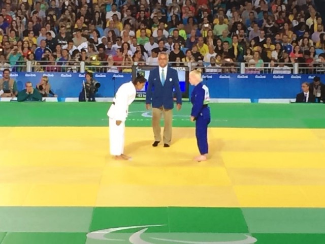 Michelle Ferreira acabou derrotada e não levou o bronze (Foto: Divulgação/CBJ)
