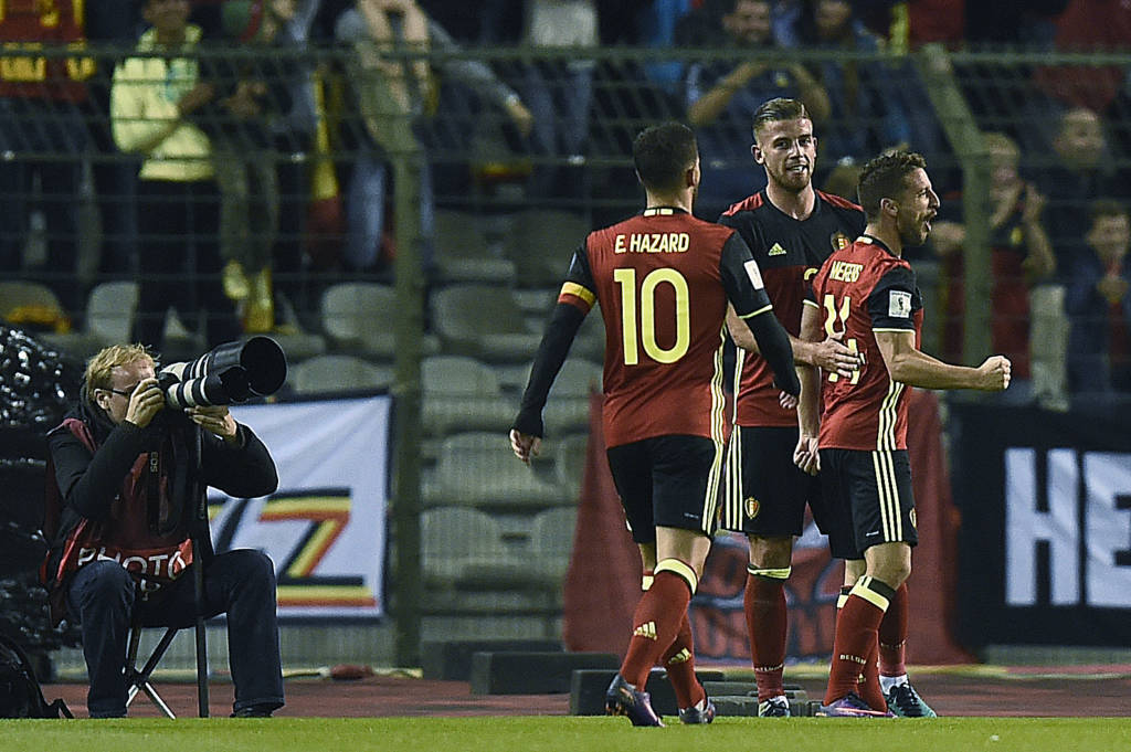 Bélgica aplicou goleada por 4 a 0 na Bósnia e manteve os 100% nas Eliminatórias (Foto: John Thys/AFP)