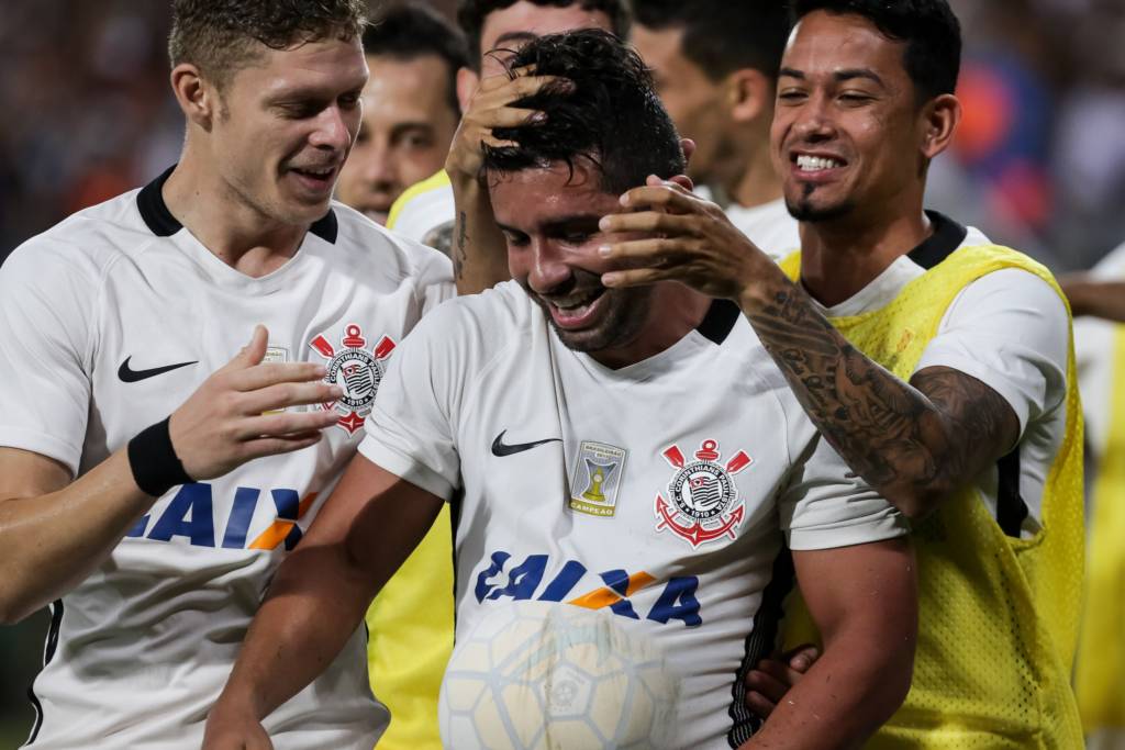 Jogando como centroavante, Guilherme marcou dois dos três gols do Corinthians (foto: Rodrigo Gazzanel/Ag. Corinthians)