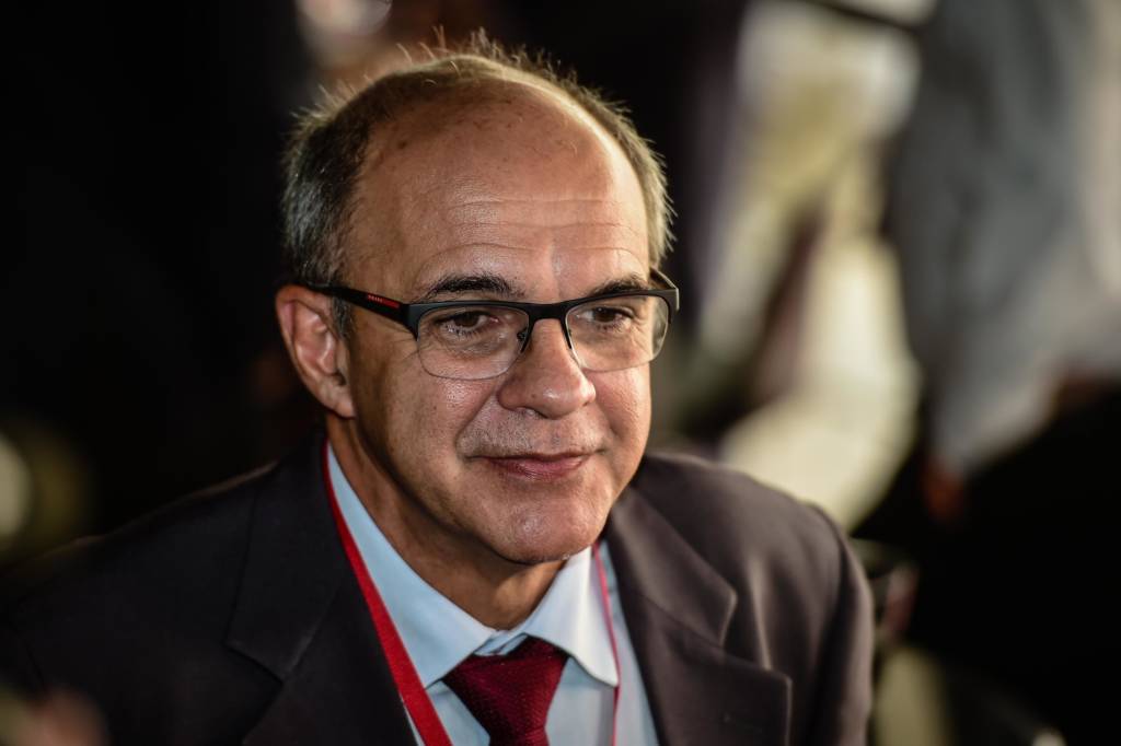Eduardo Bandeira de Mello, presidente do Flamengo, durante reunião da Liga Sul-Americana de Clubes, no Estádio Cícero Pompeu de Toledo (Morumbi), na Zona Sul da capital paulista.