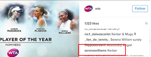 WTA exaltou o voto de Serena (Foto: Reprodução)