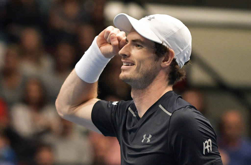 Andy Murray of Great Britain reacts after the final match against Jo-Wilfried Tsonga of France at the ATP Erste Bank Open Tennis tournament in Vienna, Austria, on October 30, 2016.  / AFP PHOTO / APA / HANS PUNZ / Austria OUT