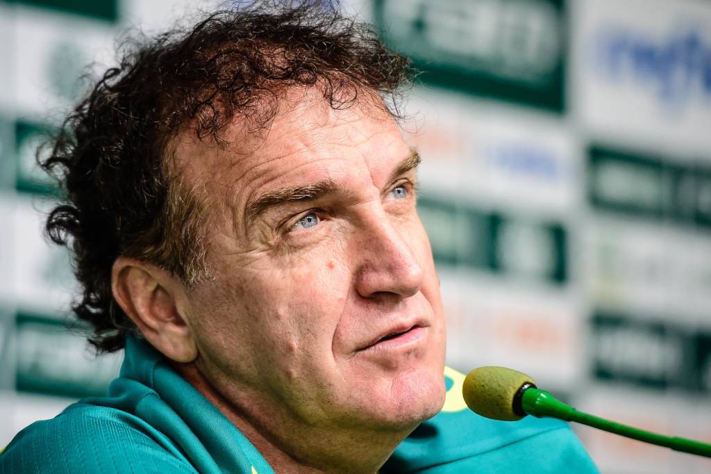 Cuca, técnico do Palmeiras, durante entrevista coletiva após o treino na Academia de Futebol da Barra Funda, na Zona Oeste de São Paulo.