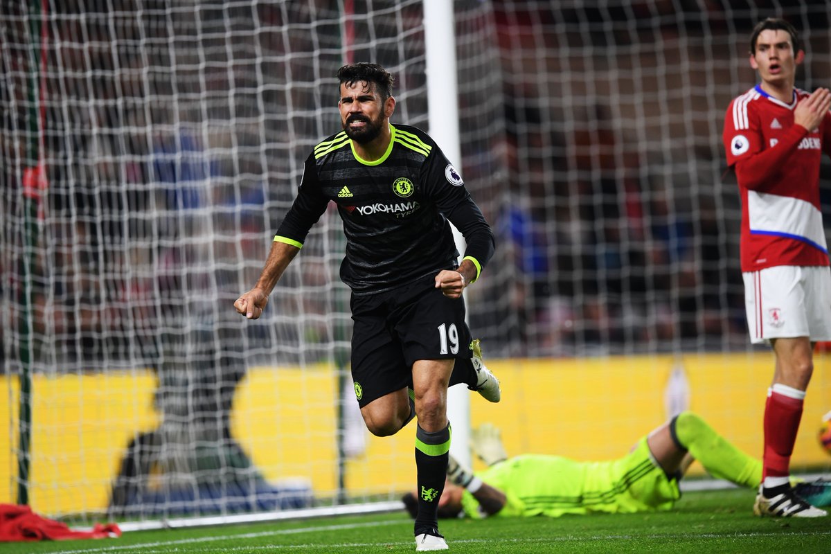Com a contagem mínima, garantida por Diego Costa, o time londrino chegou à sexta vitória consecutiva na Premier League (Foto: Divulgação/ CFC)