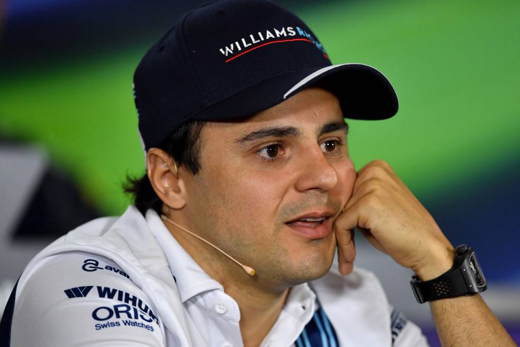 Williams Martini Racing's Brazilian driver Felipe Massa attends the drivers press conference ahead of the Abu Dhabi Formula One Grand Prix at the Yas Marina circuit on November 24, 2016. / AFP PHOTO / ANDREJ ISAKOVIC
