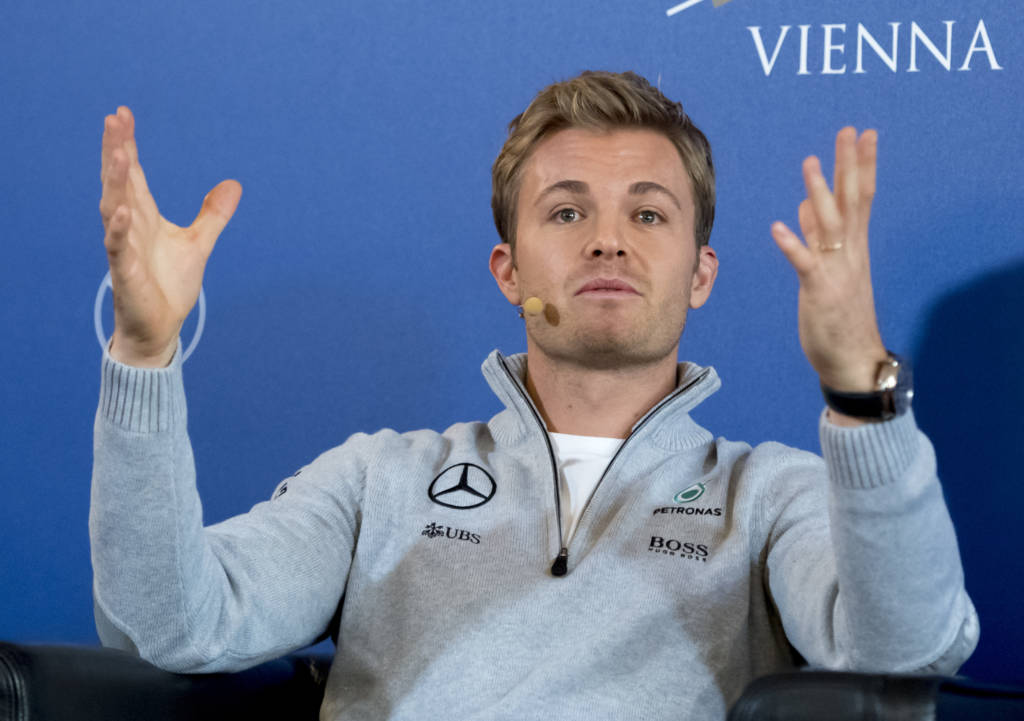 (FILES) This file photo taken on December 2, 2016 shows Formula One World champion Germany's Nico Rosberg giving a press conference where he announced to end his F1 career during FIA Prize Giving Gala at the Hofburg palace in Vienna. Mercedes will not name Nico Rosberg's replacement until January, the team said on December 15, 2016, amid reports they are chasing Valtteri Bottas from Williams. / AFP PHOTO / Joe KLAMAR