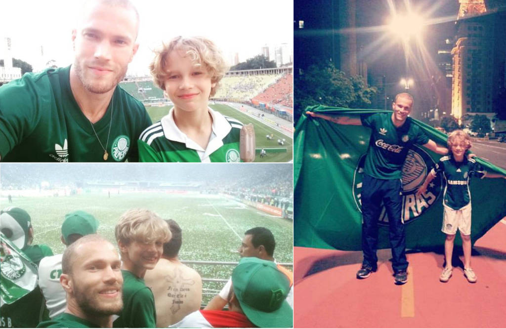 Pedro, o filho de Thiago, foi doutrinado a ser palmeirense - não pôde vestir uma camisa do Santos (fotos: acervo pessoal)