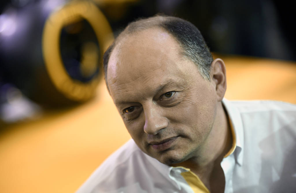 (FILES) This file photo taken on February 04, 2016 shows Renault Sport F1 team manager Frederic Vasseur pictured during the official presentation of the Renault's RS16, the first F1 car of the French firm in six years at Renault's technocentre in Guyancourt, near Paris. The Renault Sport F1 team announced on January 11, 2017, the surprise departure of its team manager Frederic Vasseur, who was named just a year ago to accompany the return of the brand to the Formula 1. / AFP PHOTO / FRANCK FIFE