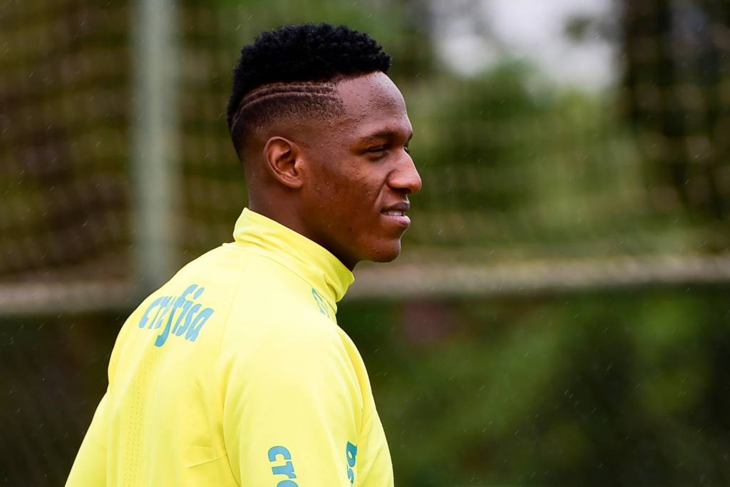 Mina, jogador colombiano do Palmeiras, durante treino na Academia de Futebol (Barra Funda), na Zona Oeste da capital paulista.