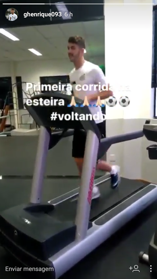 Gustavo Henrique já corre na esteira (Foto: Reprodução)