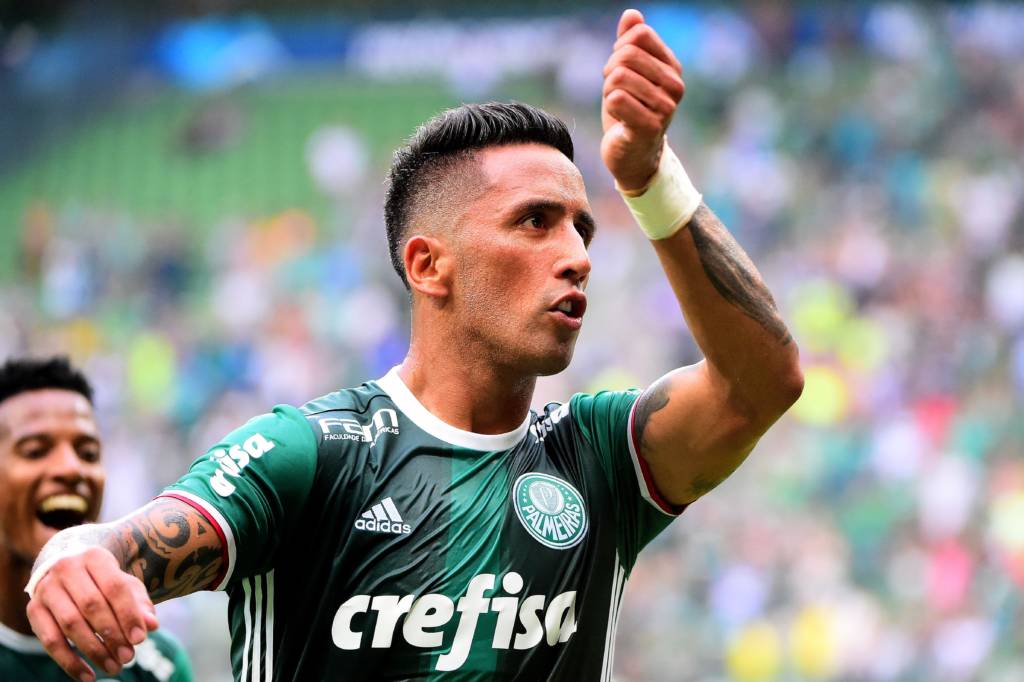 Lucas Barrios durante Palmeiras X Ponte Preta,em jogo amistoso,na arena Palestra Italia,em Sao Paulo, SP 29/01/2017 Foto:Sergio Barzaghi/Gazeta Press