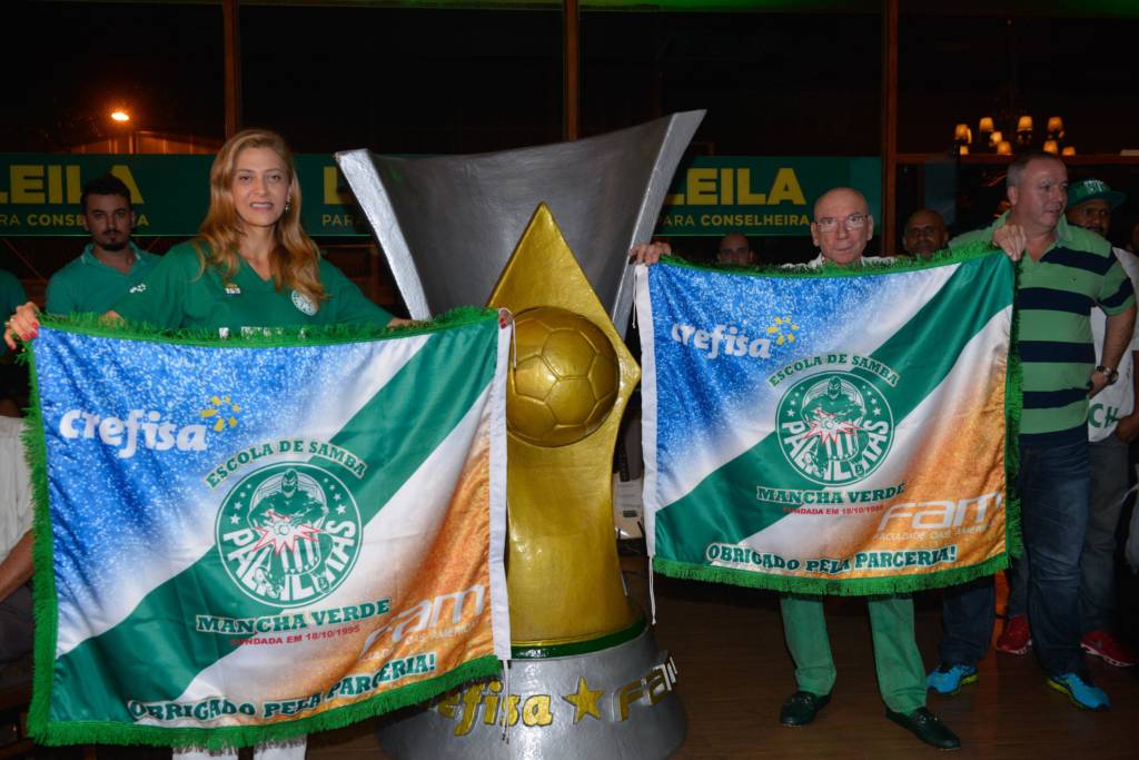A empresária Leila Pereira, da Crefisa, durante o lançamento de sua candidatura ao Conselheira Deliberativo do Palmeiras, que acontece em um hotel na Região Central de São Paulo.
