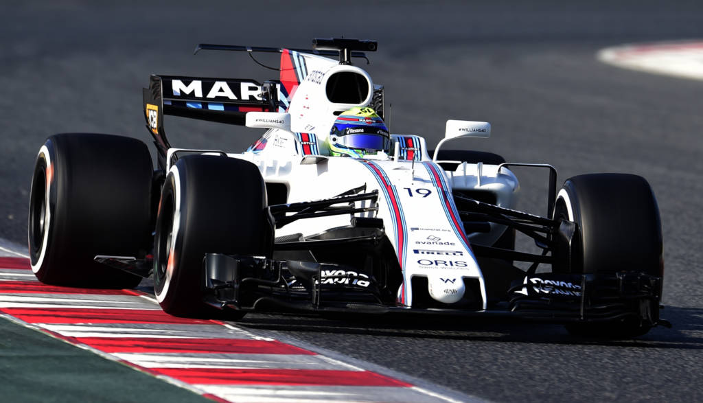 Williams Martini Racing's Brazilian driver Felipe Massa drives at the Circuit de Catalunya on February 27, 2017 in Montmelo on the outskirts of Barcelona during the first day of the first week of tests for the Formula One Grand Prix season. / AFP PHOTO / JOSE JORDAN