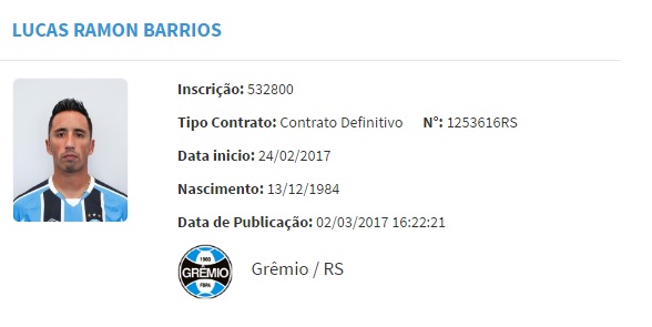 Barrios apareceu no BID da CBF nesta quinta-feira (Foto: Reprodução/CBF)